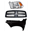 3-Piece Kit Grille Painted Black, Includes (1) Fender, (1) Grille Assembly and (1) Headlight