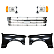 5-Piece Kit, Front, Driver and Passenger Side Fender, Includes (2) Fender, (1) Grille, and (2) Headlight