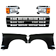 1989 Ford F-150 - 5-Piece Kit Front, Driver and Passenger Side Fender, Extended Cab Pickup, Includes (2) Fender, (1) Grille, and (2) Headlight