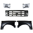 1995 Ford F-150 XL - 5-Piece Kit Front, Driver and Passenger Side Fender, Includes (2) Fender, (1) Grille, and (2) Headlight