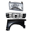 3-Piece Kit, Front, Passenger Side Fender, Includes (1) Fender, (1) Grille, and (1) Headlight