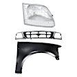 3-Piece Kit, Grille Chrome Shell with Gray Insert, RWD, Includes (1) Fender, (1) Grille, and (1) Headlight