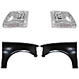 4-Piece Kit, Front, Driver and Passenger Side Fender, Includes (2) Fender and (2) Headlight
