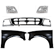 5-Piece Kit, Grille Chrome Shell with Gray Insert, RWD, Includes (2) Fender, (1) Grille, and (2) Headlight