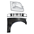 3-Piece Kit, Grille Chrome Shell with Gray Insert, RWD, Includes (1) Fender, (1) Grille, and (1) Headlight