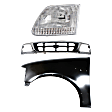 3-Piece Kit, Grille Chrome Shell with Gray Insert, RWD, Includes (1) Fender, (1) Grille, and (1) Headlight