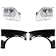 4-Piece Kit, Front, Driver and Passenger Side Fender, Includes (2) Fender and (2) Headlight