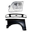 3-Piece Kit, Front, Driver Side Fender, Old Body Style, 4WD, Production Date From July 1996, Converts OE Headlights to Lightning Style, Includes (1) Fender, (1) Grille, and (1) Headlight
