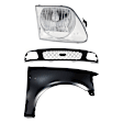 3-Piece Kit, Grille Paintable, 4WD, Includes (1) Fender, (1) Grille, and (1) Headlight