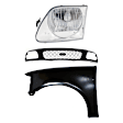3-Piece Kit, Grille Paintable, Includes (1) Fender, (1) Grille, and (1) Headlight
