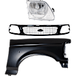 3-Piece Kit, Front, Passenger Side Fender, Old Body Style, Production Date From July 1996, Converts OE Headlights to Lightning Style, Includes (1) Fender, (1) Grille, and (1) Headlight