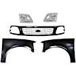 5-Piece Kit, Front, Driver and Passenger Side Fender, Includes (2) Fender, (1) Grille, and (2) Headlight
