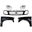 5-Piece Kit, Front, Driver and Passenger Side Fender, Includes (2) Fender, (1) Grille, and (2) Headlight