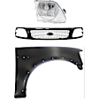 3-Piece Kit, Front, Passenger Side Fender, Includes (1) Fender, (1) Grille, and (1) Headlight