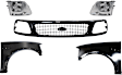 5-Piece Kit, Front, Driver and Passenger Side Fender, Includes (2) Fender, (1) Grille, and (2) Headlight