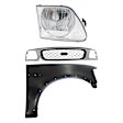 3-Piece Kit, Grille Chrome Shell with Black Insert, Includes (1) Fender, (1) Grille, and (1) Headlight