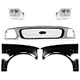 5-Piece Kit, Grille Chrome Shell with Black Insert, Includes (2) Fender, (1) Grille, and (2) Headlight