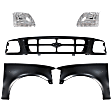5-Piece Kit, Front, Driver and Passenger Side Fender, Includes (2) Fender, (1) Grille, and (2) Headlight