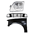 3-Piece Kit, Front, Driver Side Fender, Includes (1) Fender, (1) Grille, and (1) Headlight