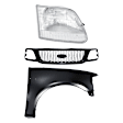 3-Piece Kit, Grille Paintable, Includes (1) Fender, (1) Grille, and (1) Headlight
