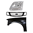 3-Piece Kit, Grille Paintable, Includes (1) Fender, (1) Grille, and (1) Headlight