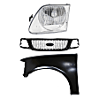 3-Piece Kit, Grille Paintable, Includes (1) Fender, (1) Grille, and (1) Headlight