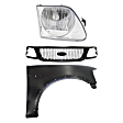 3-Piece Kit, Grille Paintable, Includes (1) Fender, (1) Grille Shell and Insert, and (1) Headlight