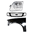 3-Piece Kit, Grille Paintable, Includes (1) Fender, (1) Grille, and (1) Headlight