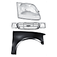 3-Piece Kit, Grille Chrome Shell with Paintable Insert, RWD, For Models Without STX Edition, Includes (1) Fender, (1) Grille, and (1) Headlight