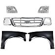 2002 Ford F-150 - 5-Piece Kit Grille, Chrome Shell with Paintable Insert, RWD, For Models Without STX Edition, Includes (2) Fender, (1) Grille, and (2) Headlight