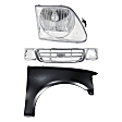 3-Piece Kit, Grille Chrome Shell with Paintable Insert, RWD, For Models Without STX Edition, Includes (1) Fender, (1) Grille, and (1) Headlight