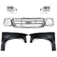 5-Piece Kit, Grille Chrome Shell with Paintable Insert, RWD, For Models Without STX Edition, Includes (2) Fender, (1) Grille, and (2) Headlight