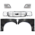 5-Piece Kit, Grille Chrome, RWD, For Models Without STX Edition, Includes (2) Fender, (1) Grille, and (2) Headlight
