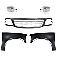 5-Piece Kit, Grille Paintable, Includes (2) Fender, (1) Grille, and (2) Headlight