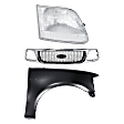3-Piece Kit, Grille Chrome Shell with Black Insert, 4WD, Includes (1) Fender, (1) Grille, and (1) Headlight