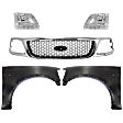 5-Piece Kit, Grille Chrome Shell with Black Insert, 4WD, Includes (2) Fender, (1) Grille, and (2) Headlight