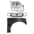 3-Piece Kit, Grille Chrome Shell with Black Insert, Includes (1) Fender, (1) Grille, and (1) Headlight