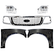 5-Piece Kit, Grille Chrome Shell with Black Insert, Includes (2) Fender, (1) Grille, and (2) Headlight