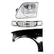 3-Piece Kit, Grille Chrome, Includes (1) Fender, (1) Grille, and (1) Headlight
