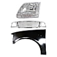 3-Piece Kit, Grille Chrome, Includes (1) Fender, (1) Grille, and (1) Headlight