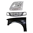 3-Piece Kit, Grille Painted Gray, For Models Without STX Edition, Includes (1) Fender, (1) Grille, and (1) Headlight