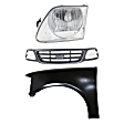 3-Piece Kit, Grille Painted Gray, Includes (1) Fender, (1) Grille, and (1) Headlight