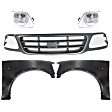 5-Piece Kit, Grille Painted Gray, For Models Without STX Edition, Includes (2) Fender, (1) Grille, and (2) Headlight