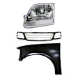 3-Piece Kit, Grille Paintable, Includes (1) Fender, (1) Grille, and (1) Headlight