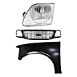 3-Piece Kit, Grille Black Shell with Chrome Insert, Includes (1) Fender, (1) Grille, and (1) Headlight
