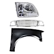3-Piece Kit, Grille Chrome, Includes (1) Fender, (1) Grille, and (1) Headlight