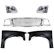 5-Piece Kit, Grille Chrome, Includes (2) Fender, (1) Grille, and (2) Headlight