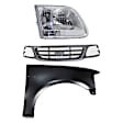 3-Piece Kit, Grille Painted Gray, For Models Without STX Edition, Includes (1) Fender, (1) Grille Shell and Insert, and (1) Headlight