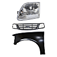 3-Piece Kit, Grille Painted Gray, Includes (1) Fender, (1) Grille, and (1) Headlight