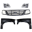 5-Piece Kit, Grille Painted Gray, For Models Without STX Edition, Includes (2) Fender, (1) Grille, and (2) Headlight